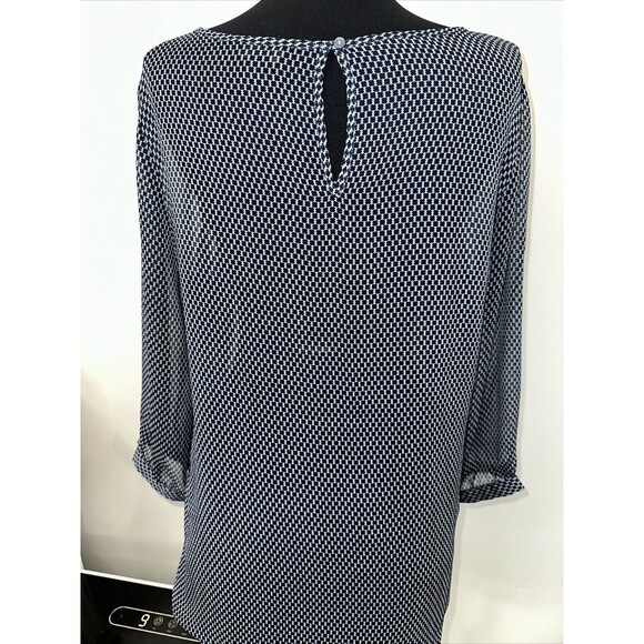 Banana Republic Sheer Blue Printed Peasant Top Size Medium Mm61 - Picture 4 of 12
